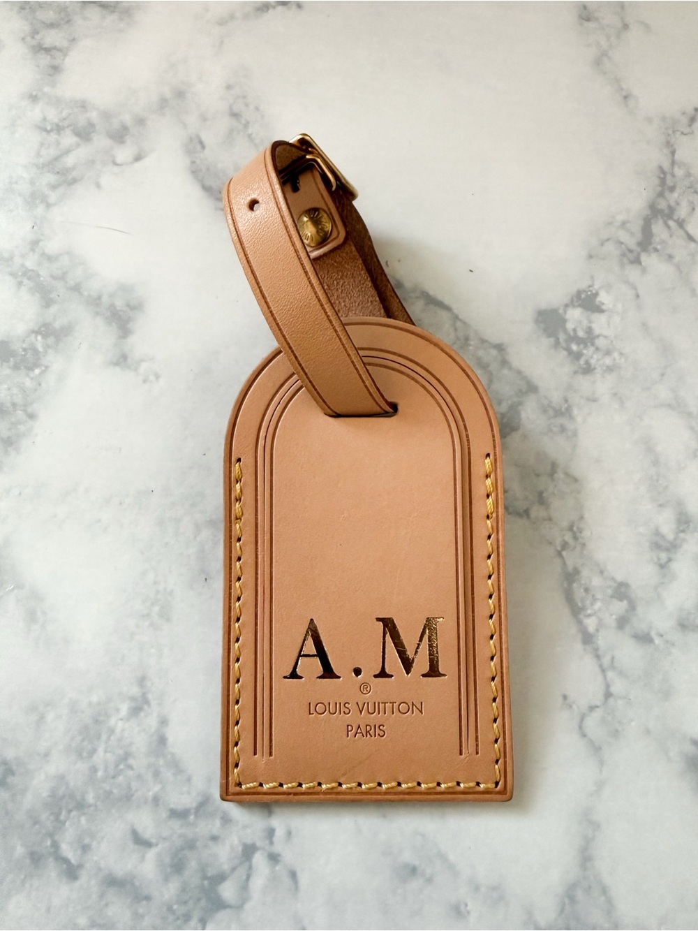 Louis Vuitton Tan Leather Luggage Tag